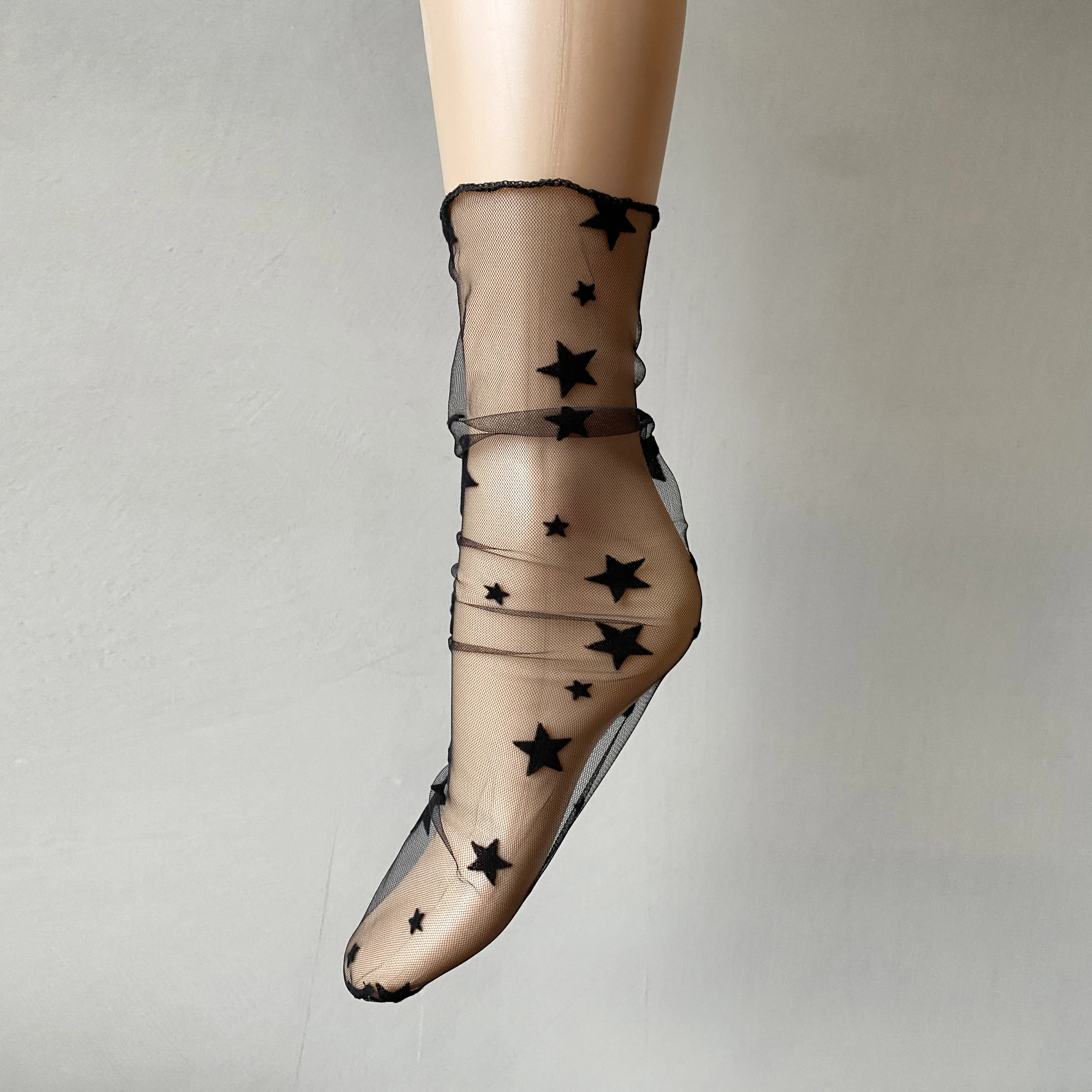 New Fashion black twinkle stars lady fishnet socks thigh high socks