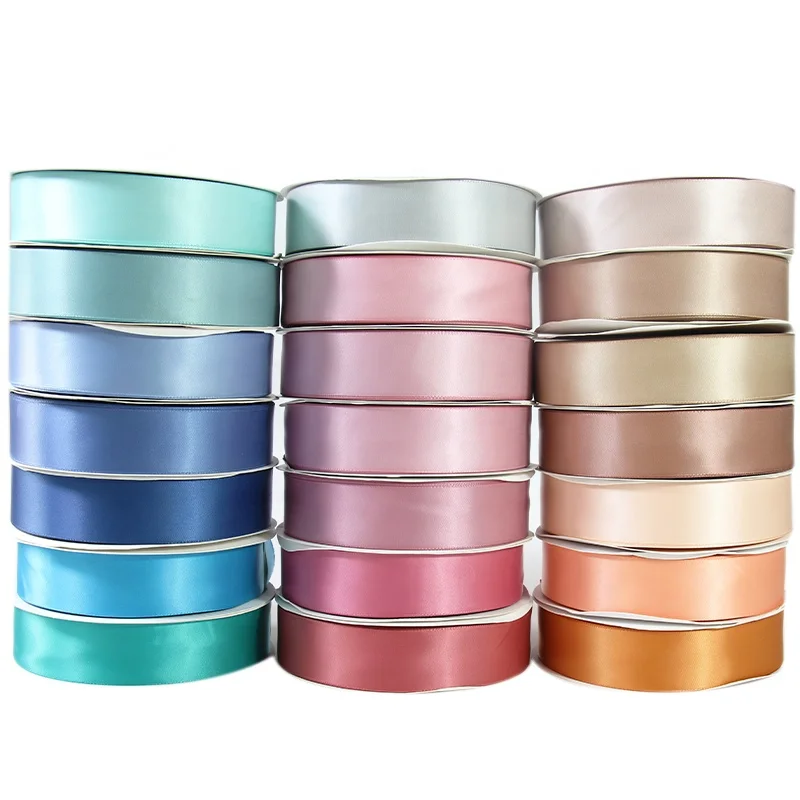 Custom Stocked 196 Colors Satin Ribbon 4 cm Solid Color Plain Polyester Ribbons Supplies for Ribbon Roses
