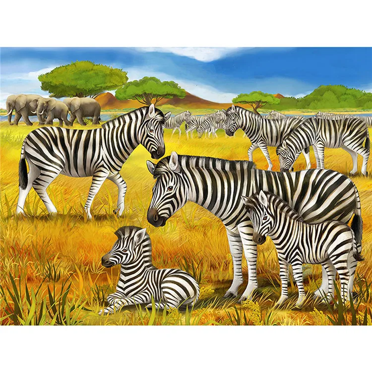 Landscape Diy 5D Diamond Painting Zebra Animal Full Drill 5D Diamond Art Mosaic Painting Embroidery Handmade Gift Room Decor