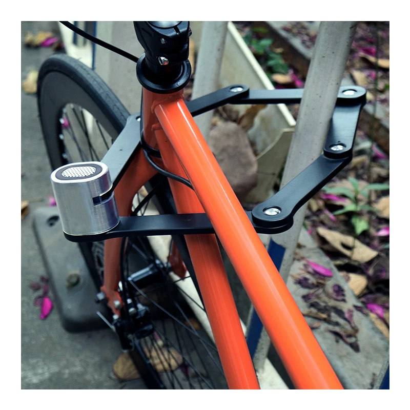 Wholesale 120db Anti-Theft Security Alarm Folding Lock Stainless Steel Folding Bicycle Frame Lock