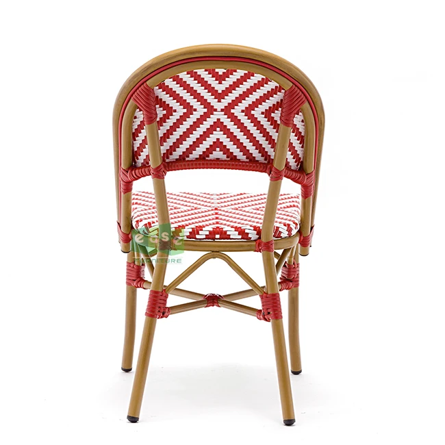 French stackable red wicker weaving bistro chair outdoor furniture (E1185)