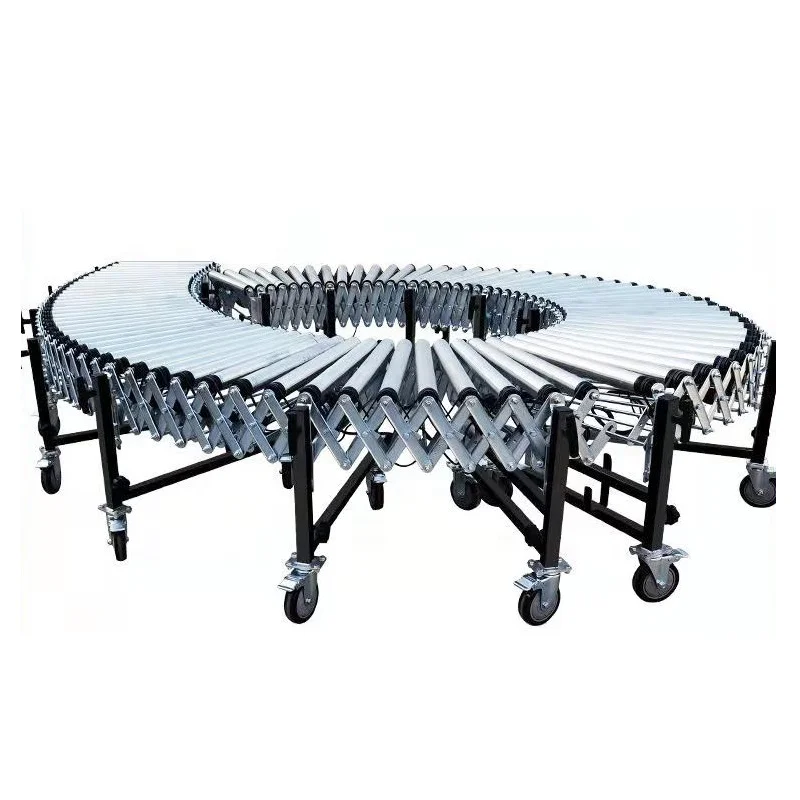 Poly V belt conveyor line flexible roller conveyor with power motorized running freely rotation loading unloading carton box