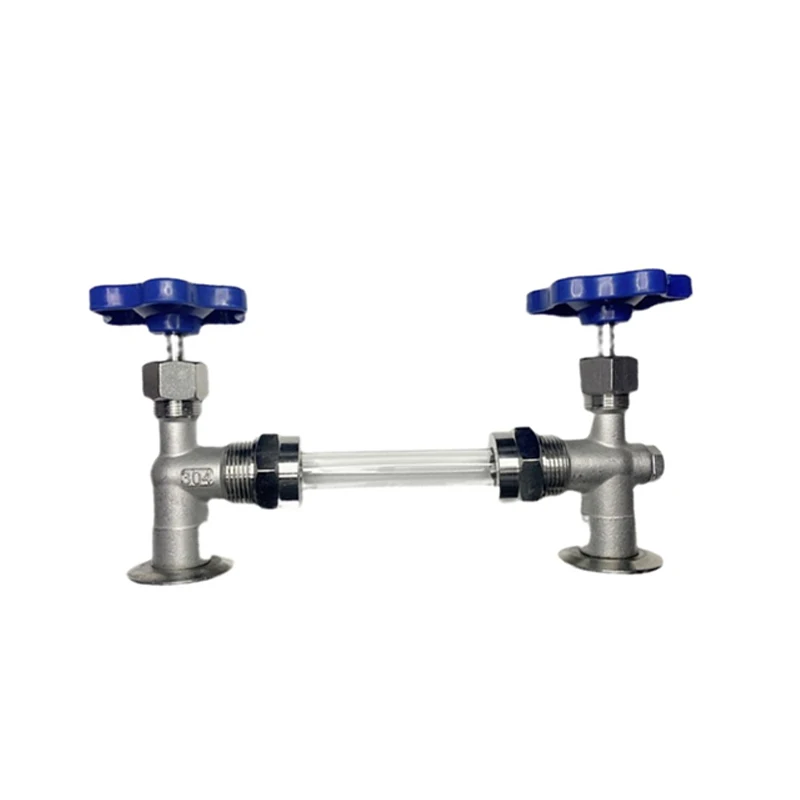 SS304 High Temperature Resistant Boiler Water Cork Liquid Level flange end  Gauge valve with Quartz Tube glass pipe