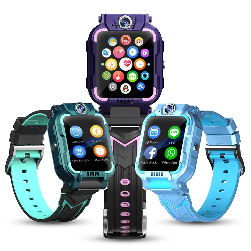 Full Square Screen Sport Smart Watch with GPS 4G waterproof 360 degree rotating dual camera can video smart phone watch