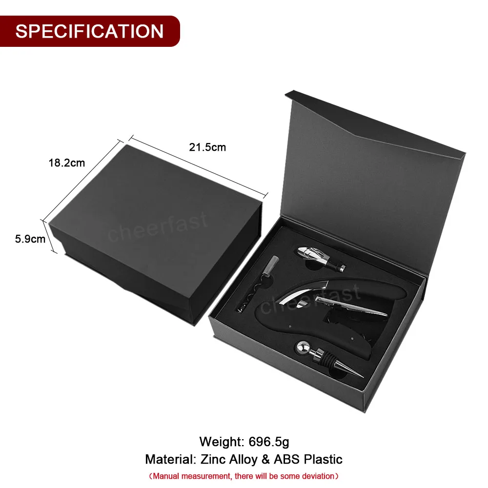 Customized Brand Goose Head Bottle Opener With Pourer With Wine Stopper Magnetic Box Gift Set Metal Goose Shaped Corkscrew Kit