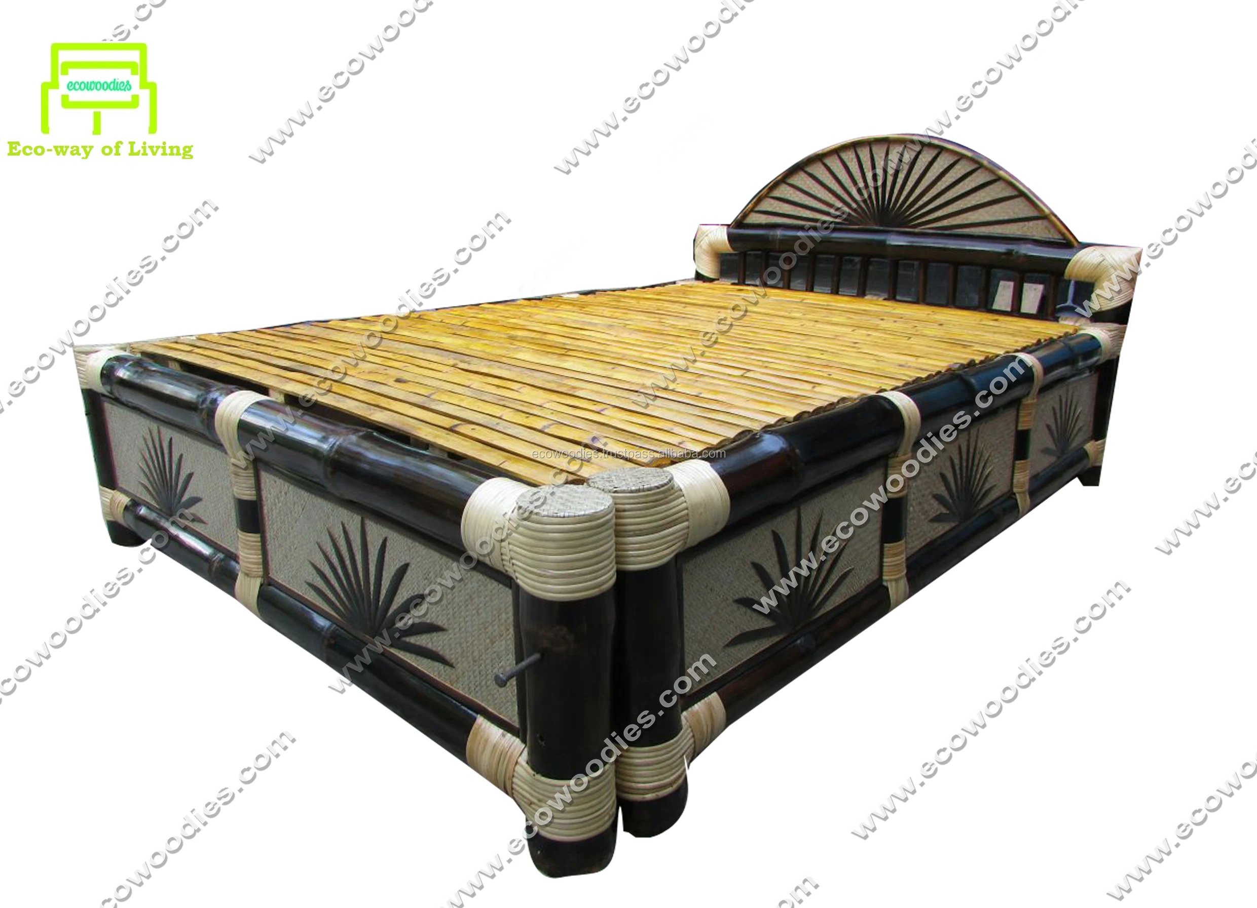 
Elegant King Size Natural Bamboo Folding Bed for Bedroom with Headboard Hotel Spa Home Lightweight Twin Double Pest Resistant 