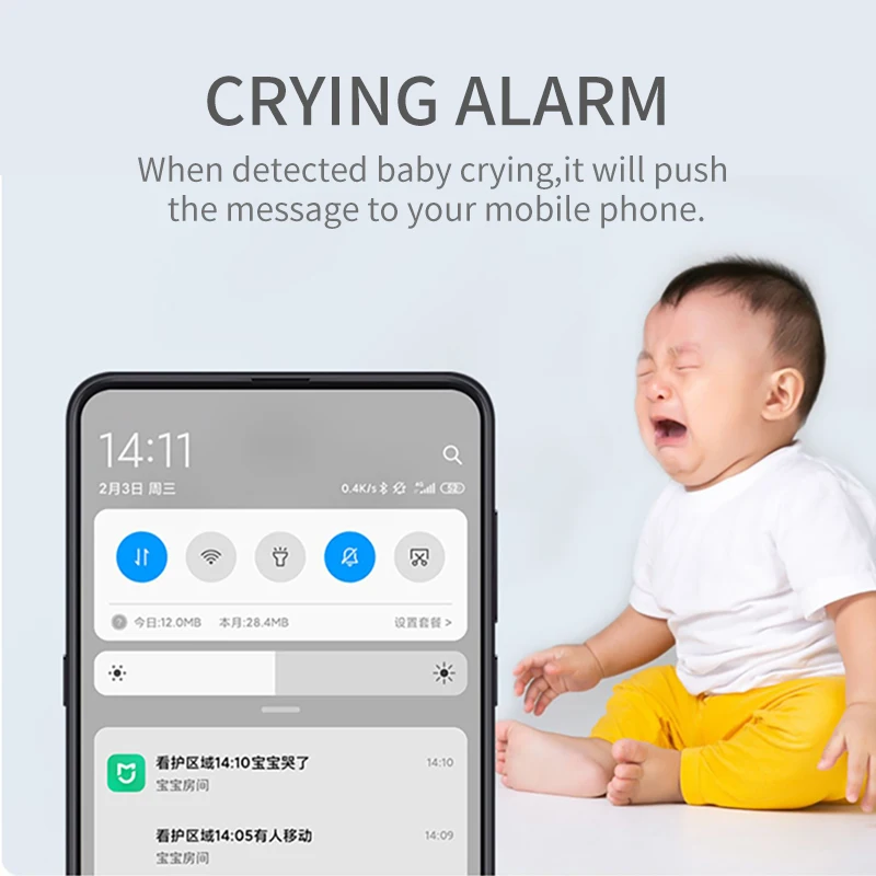Mijia Xiaovv Smart Baby Monitor 1080P Baby Cry Detection Infrared Night Vision 150 Wide Angle Humanoid Detection Network Camera