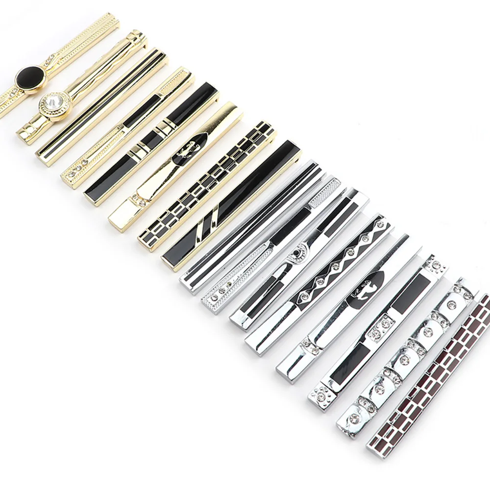 Must Buy Tie Clip Classic Trendy Men Gold Black Metal Male Formal Business Banquet Bar Necktie Clips Clasp Accessories Gift