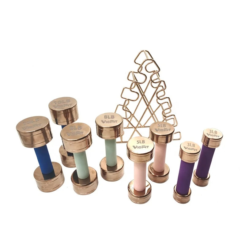 Vigor Weight lifting Rose Golden Chrome Steel Dumbbells Handle With Foam Handle women gold dumbbell