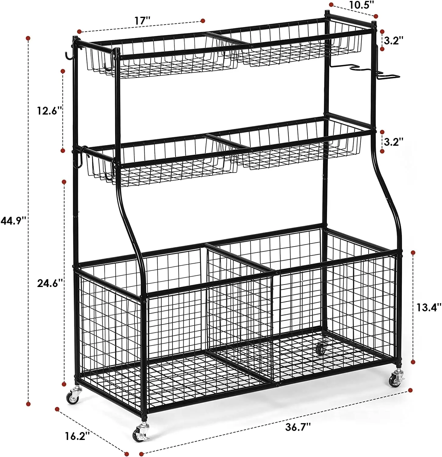 Low Price Steel Garage Organizer Rack Sports Equipment Storage Rack With Basket And Wheels