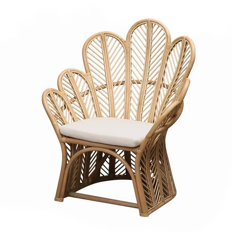 Hot selling flower shape high backrest garden balcony natural rattan leisure chair