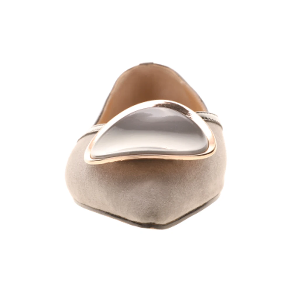 Elegant suede upper ballerina genuine leather women flat pump shoes