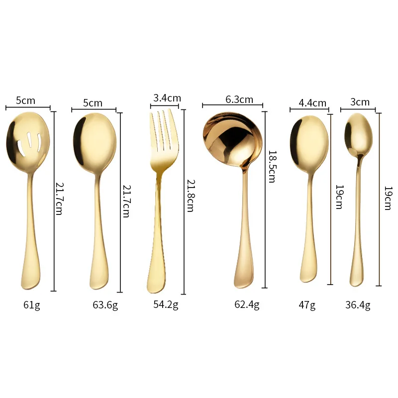 Daily Use 6 Pieces Stainless Steel Silverware Serving Set Hostess Serving Utensil Set