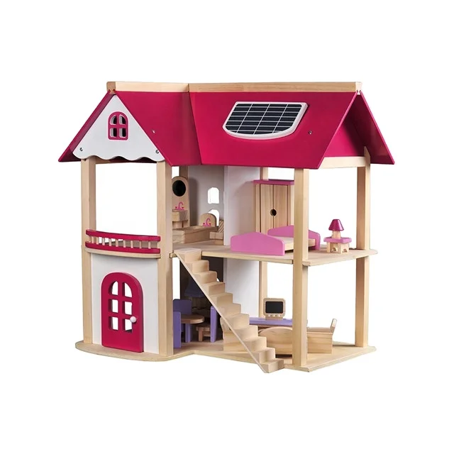 Role Play Game Kids Big Classic 3 floors Girls Petend For Children Wooden Doll House
