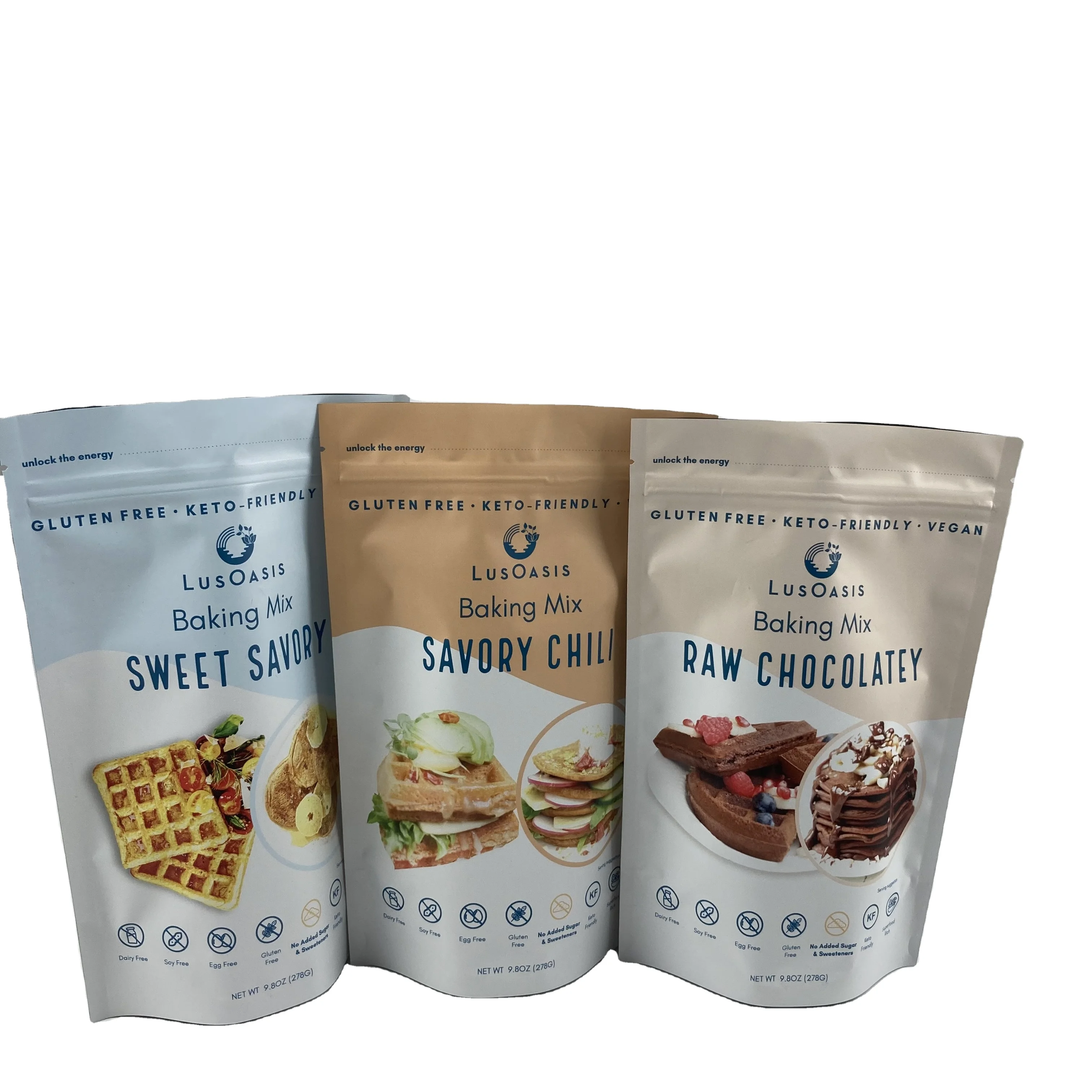 High quality Custom Print Gold Stamping Moisture Proof 150g Doypack For Dry Food Frozen Foods Stand Up Bags