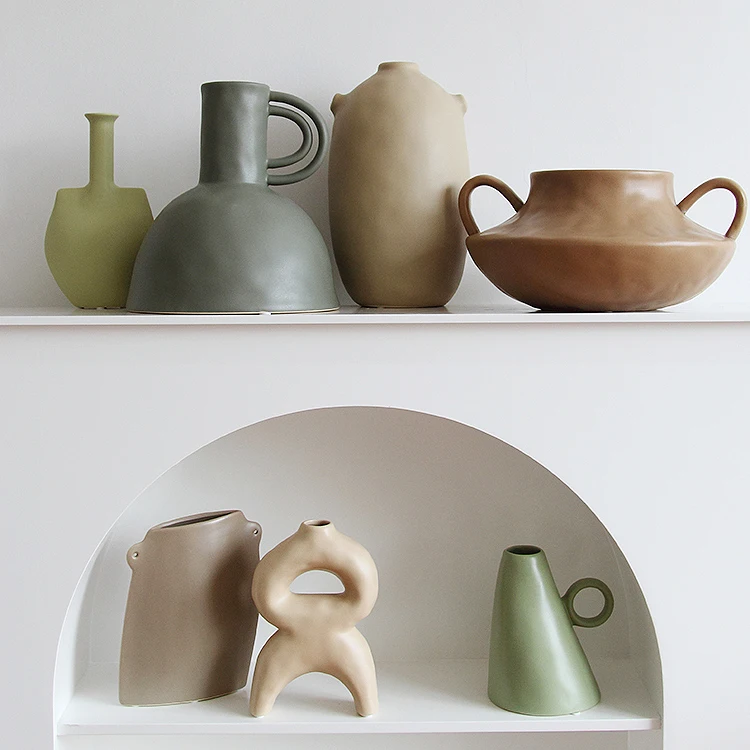 Wabi-sabi terracotta clay vase home decor accessories non glazed unique shape ceramic vase