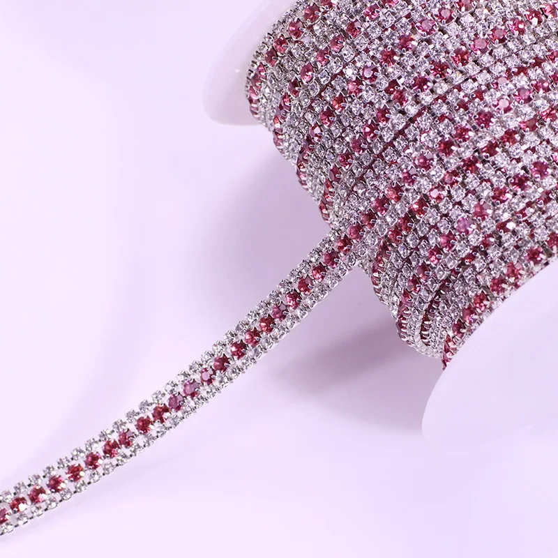 SC Hot Sale Diamond Sewing Trim Applique Crystal Rhinestone Cup Chain For Garment Accessories Elegant Crystal Rhinestone Chain