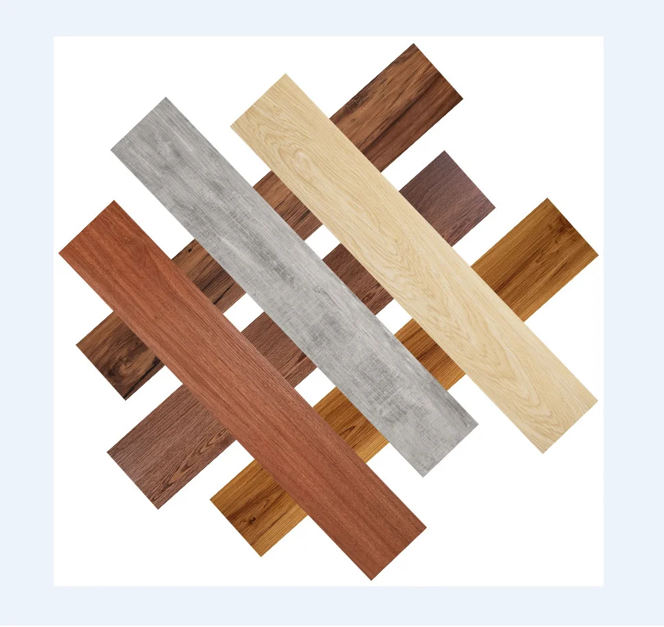 New Design PVC Floor Sticker Self Adhesive Tiles Wood Grain Lvt Luxury Vinyl Tile Water Based Glue PVC Sheet Plastic Flooring