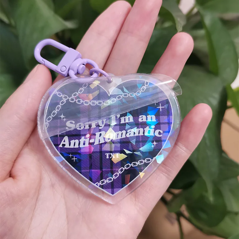Custom Laser Cut Photo Printed Plastic Acrylic Charm Double Sided Blank Clear Hologram Design Keychain