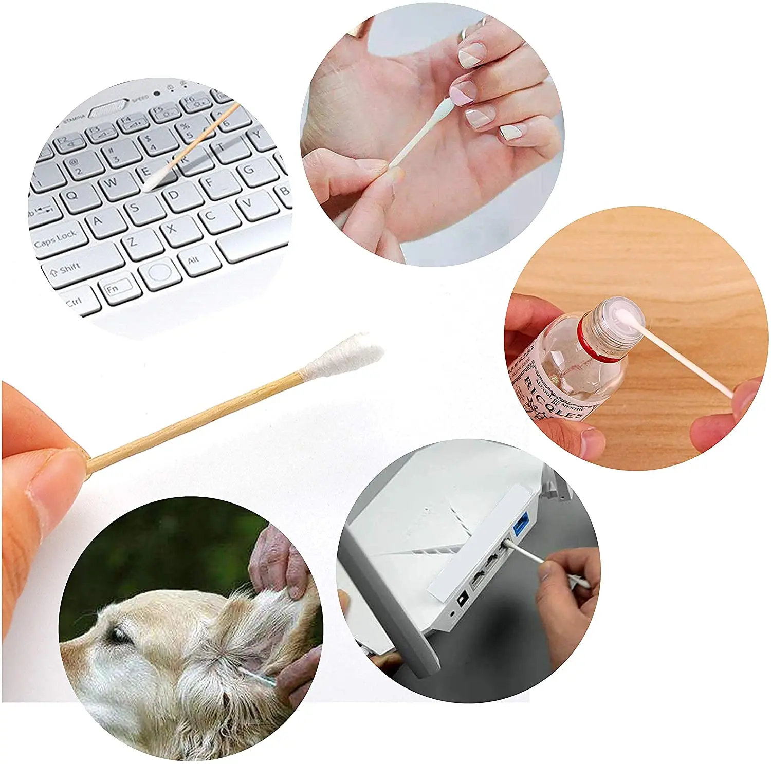 Medical science cotton buds 15 cm eco-friendly disposable sterile bamboo stick round tip cotton swab