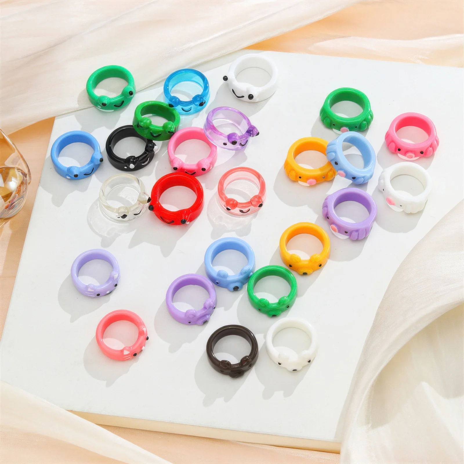 Color Acrylic Frog Octopus Ring Cross-border New Cartoon Ring For Girls