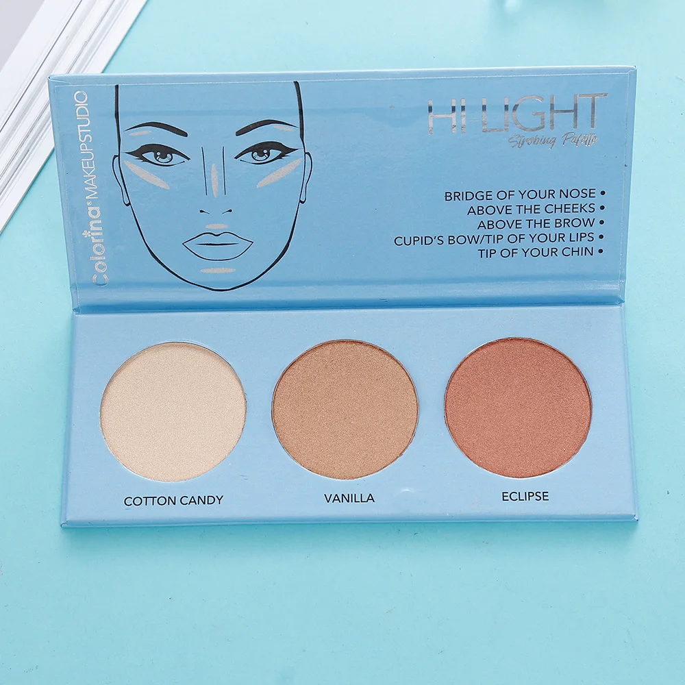 colorful vegan face highlighter pressed powder low moq private label branded cheap colored cheek  highlighter makeup