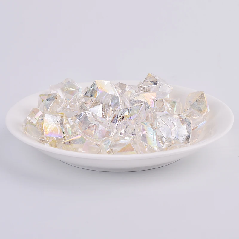 Wholesale Plating Acrylic Beads Colorful Ice Cube No Hole Plastic Beads Loose For Home Party Decor