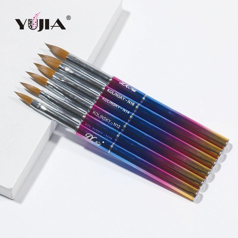 Лидер продаж 100% цветная акриловая кисть для ногтей Kolinsky инструменты нейл-арта
