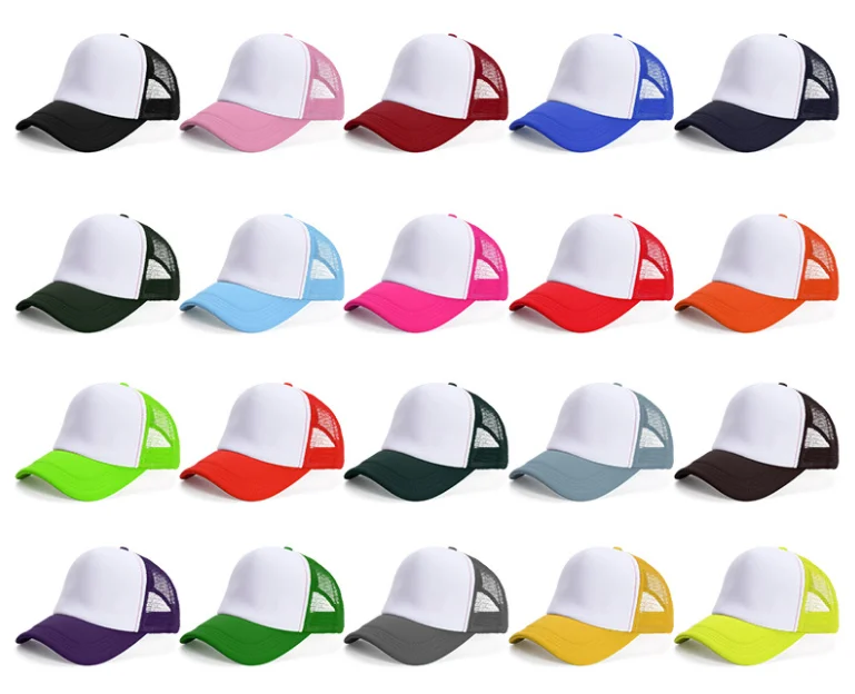 Blank Mesh 5 Panels Plain Simple Style Man Baseball Cap Foam Trucker Hat