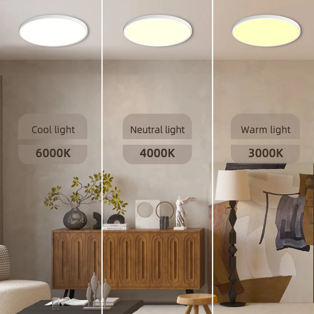 Modern Light Emitting Diode Ceiling Light 24W 22mm Decorative Living Room Surface 3CCT Ultra Slim LED Ceiling Lights