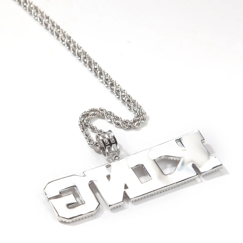 New!Hip Hop DIY Letter Splice Brass Pendant with Square Zircon Link