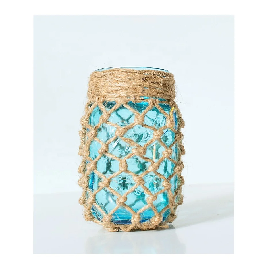 Высококачественный подвесной подсвечник для свечей из стекла и веревки по оптовой цене. Идеальный подарок на Рождество