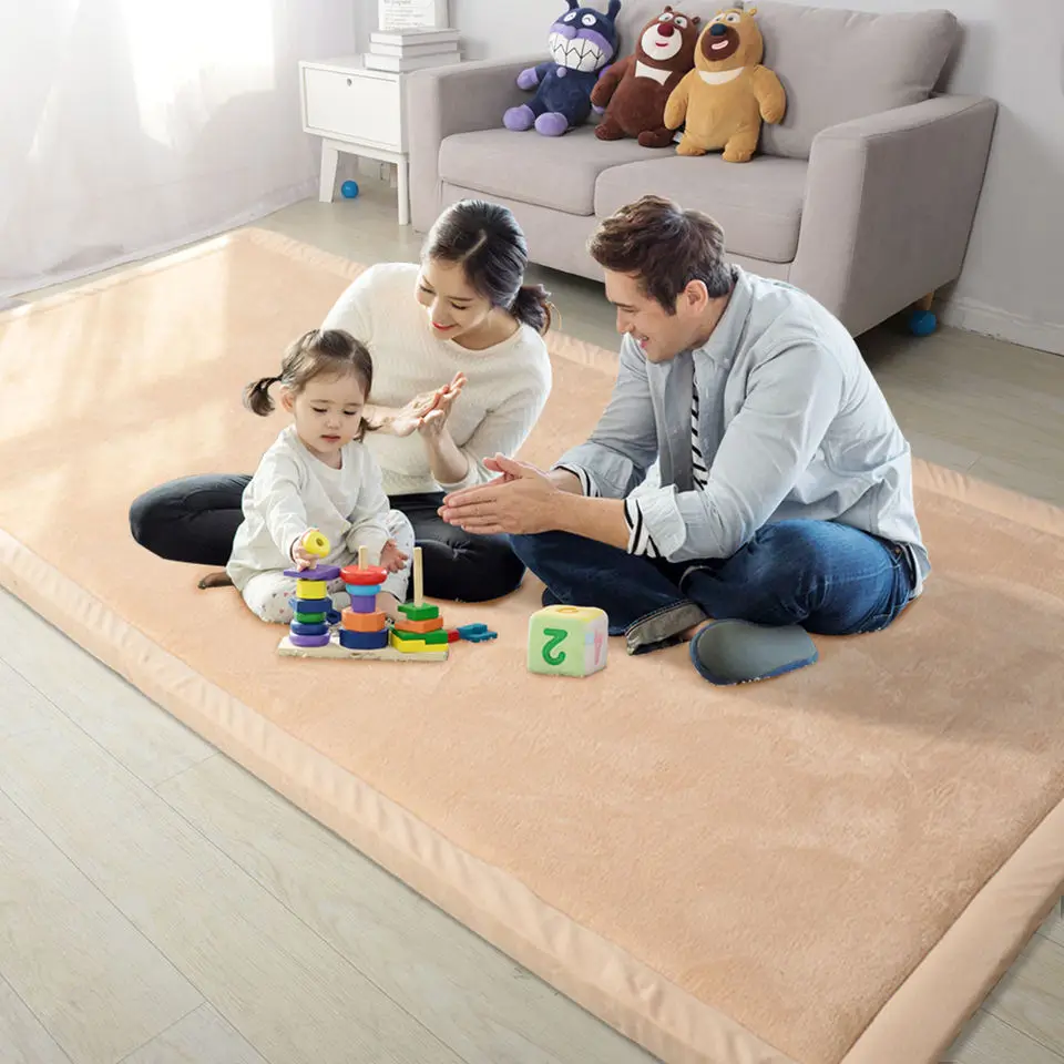 WXCCF Factory Super Soft Flannel Kids Crawling Mat Children Play Carpet Memory Foam Tatami Mat for Baby Care Room