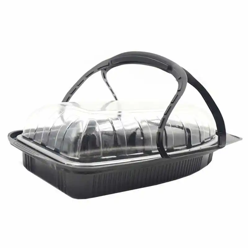 Plastic Trays Take Away Food Container Plastic Roast Chicken box with Lid,PP high permeability food packaging box