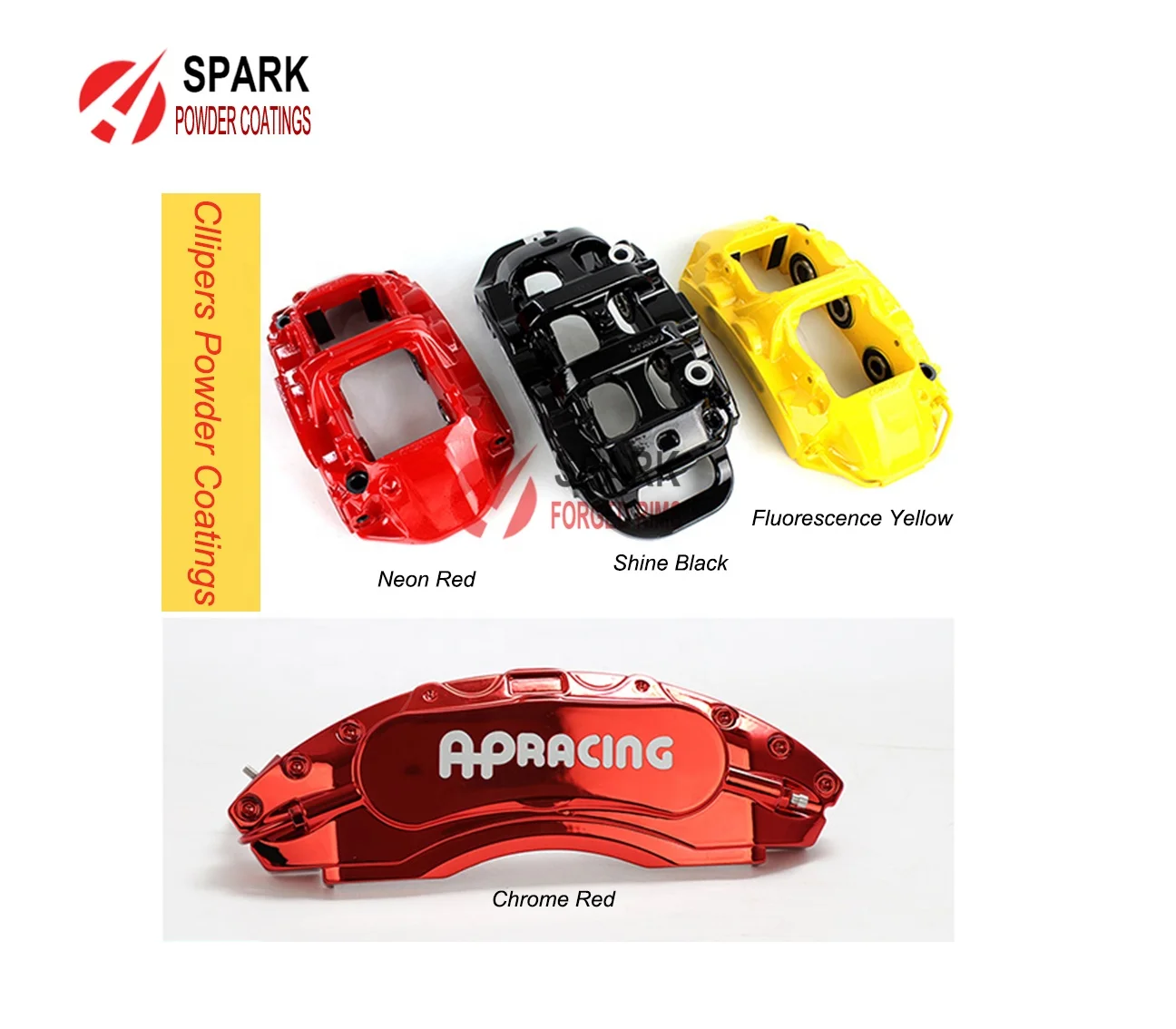 Callipers Colors super Black Chrome Effect gold smoke grey blue red  pink purple rose gold  cooper  fluorescent Powder coating