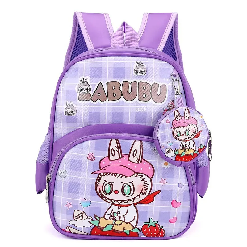Hot 3D Labubu Cartoon Student Schoolbag With Coin Purse Large Capacity Backpack Kawaii Bag Cute Shoulder Bag Children Stationery