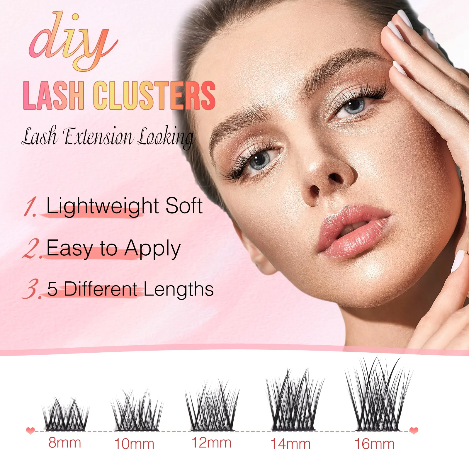 Wholesale individual lash clusters eyelash extention natural diy lash extension kit Pre-cut segment cluster lashes