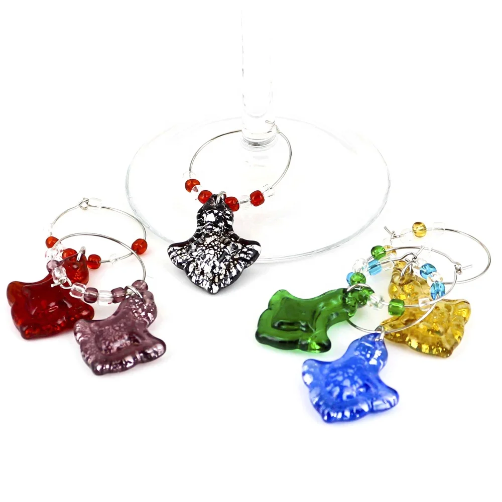 Colorful Hand Made Murano Glass Beach Favor Wine Charm