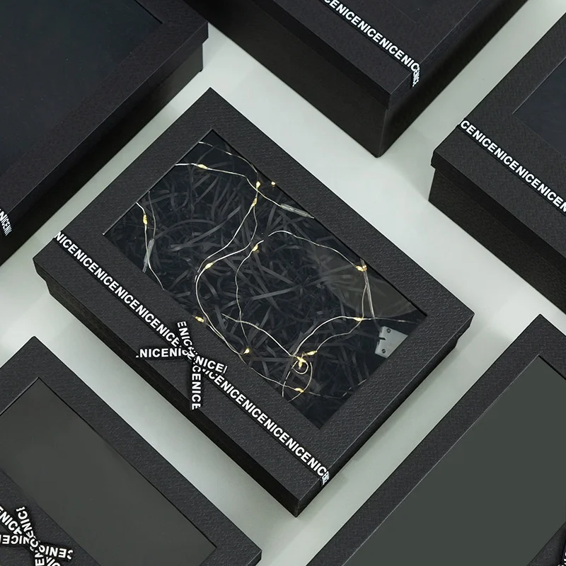 Chengruo Custom Emballage PVC Transparent Window Caja Regalo Paper Box Packaging With Ribbon For Shoes Clothing Gift Jewelry