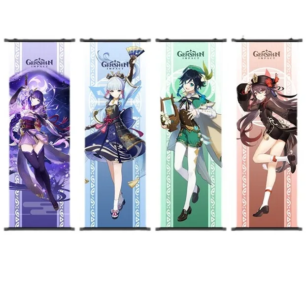 Genshin Scroll hanging  painting lightning general gaming room decorative painting comic exhibition poster hanging painting
