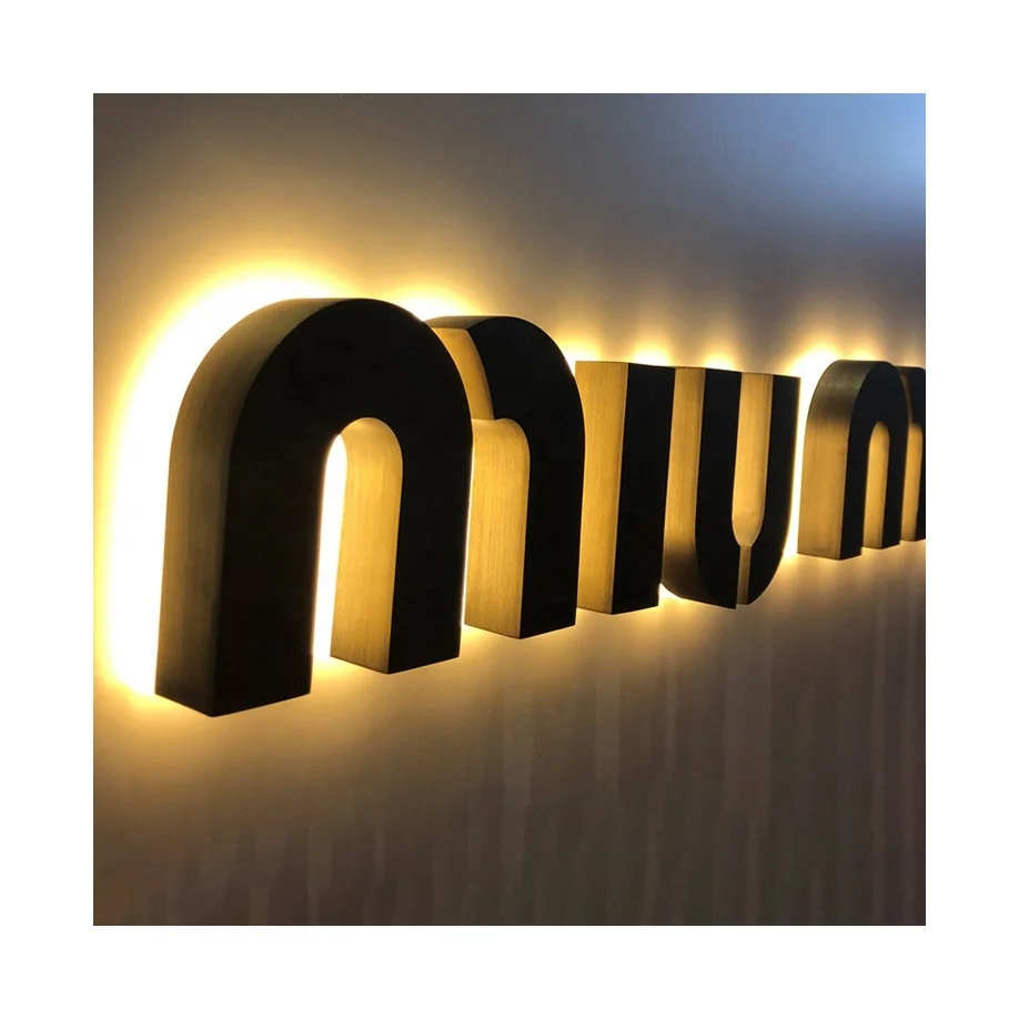 Custom Gold 3D Letter Shop Signboard Signage Backlit Building Business Channel Signs Logo Outdoor Storefront LED Letter Sign