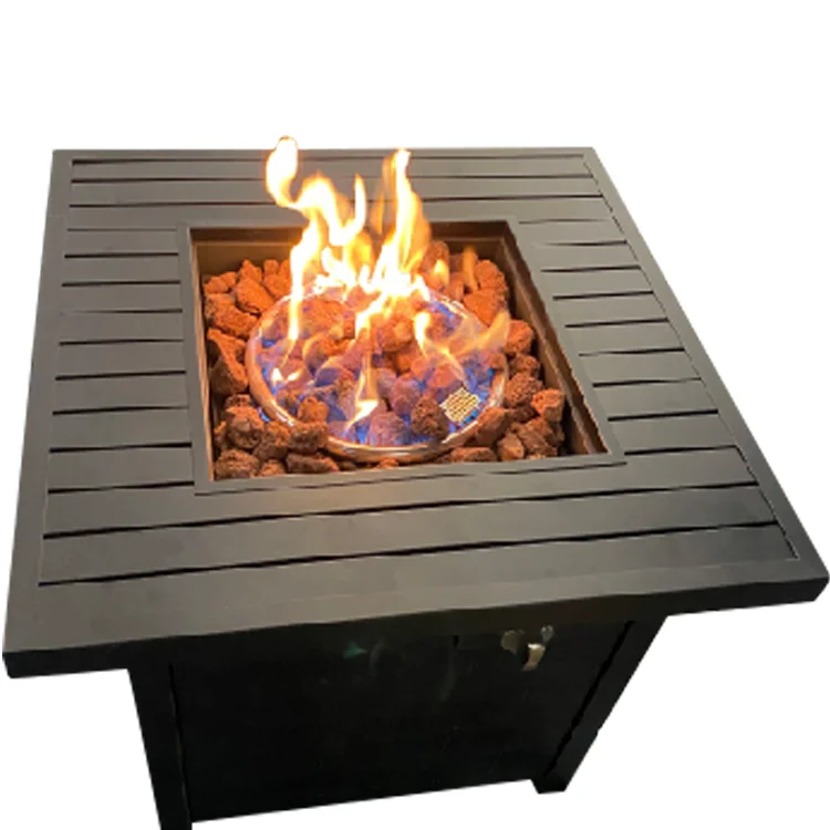 28 Inch Square Outdoor Patio 50 000 BTU Firetable Propane Fire Table Metal Gas