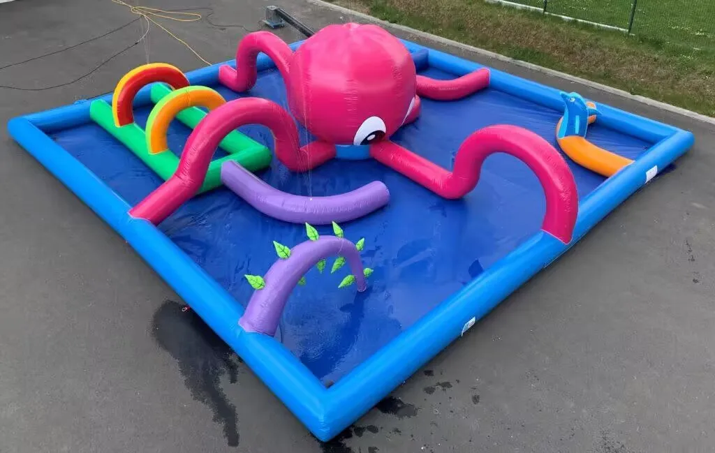 amusement  inflatable  water park games  with lagoons, splash wet obstacle course with pools, pit inflatable water slides rental