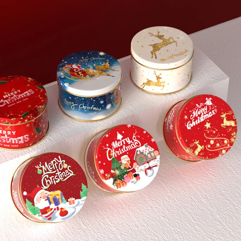 Wholesale Round Cookie Chocolate Candy Food Metal Tin Box Chocolate Christmas Box For Candy Packaging