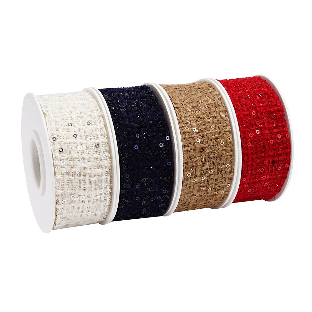 custom design sequin ribbon luxury flax