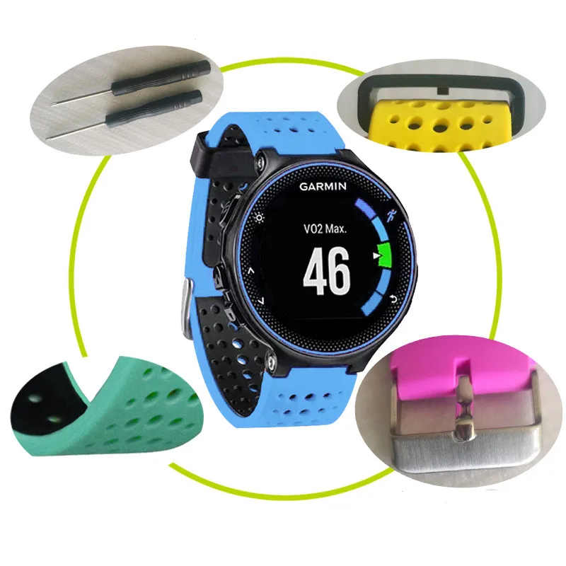 2023 Dual colors  Quick Release Silicone watch Strap for Garmin Forerunner 235 Wrist band for Garmin watch 22mm