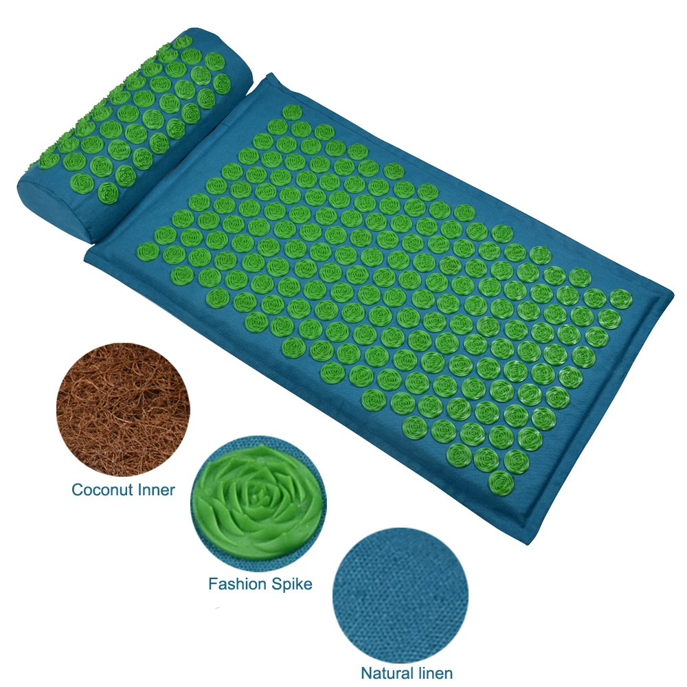 Natural Linen Organic Acupressure Reflexology Mat Acupressure Massage Mat Pillow Set