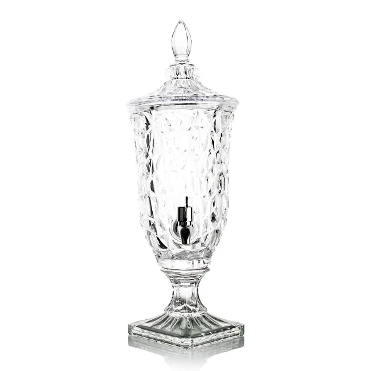 Classic crystal-design restaurant bar glass 2.2 liter middle size water juice beverage dispenser