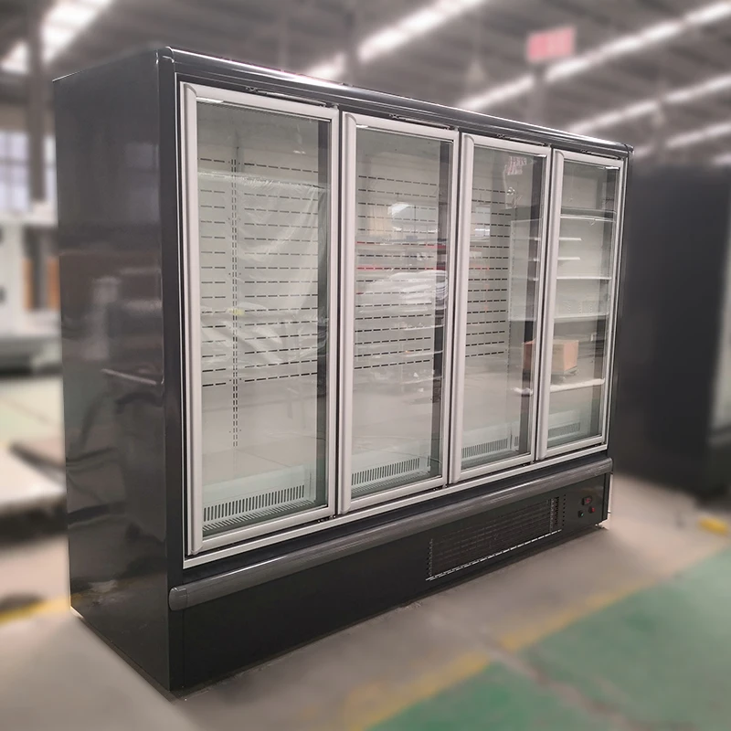 Single-Temperature Vertical Open Chiller Upright Cooler and Freezer Display Showcase for Bar and Supermarket Use