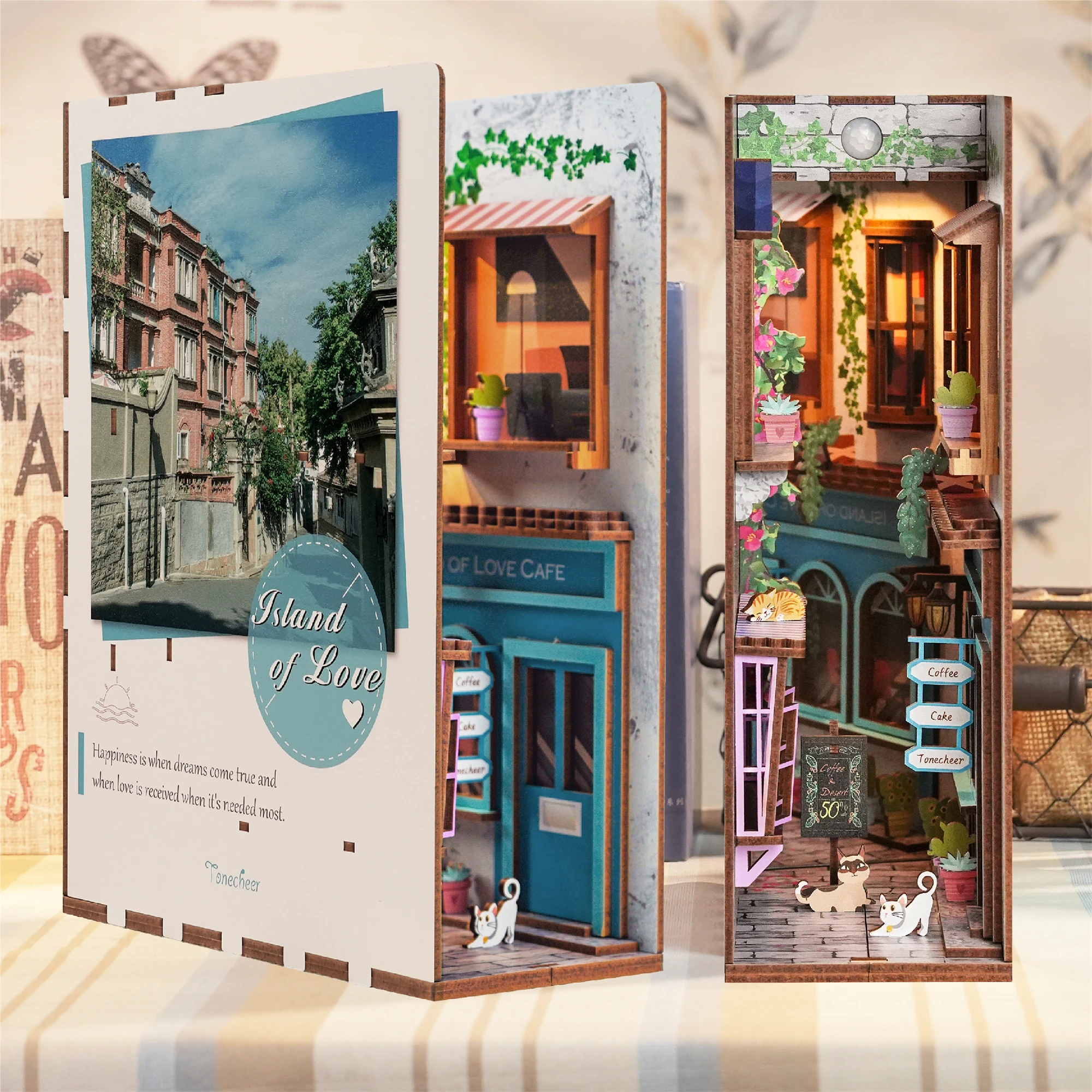 Tonecheer Остров любви книга nook Миниатюрный Набор DIY 3D деревянная головоломка book